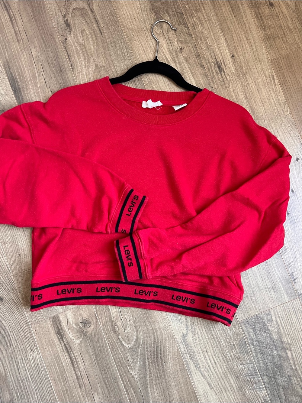 Levi's Red Crewneck Sweatshirt with Branded Hem
